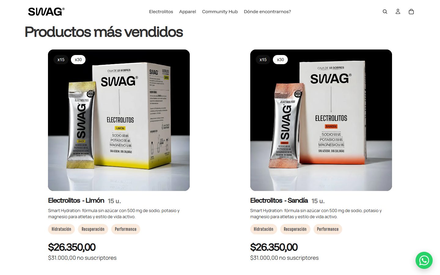 Productos de Swag con precio de suscriptor